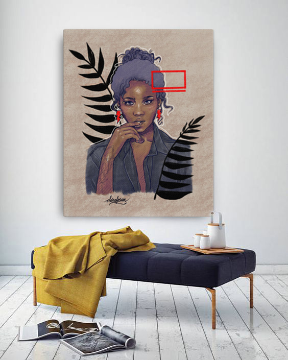 Black woman canggu Bohemian canvas print