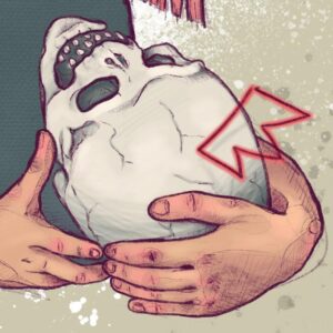Woman holding skull