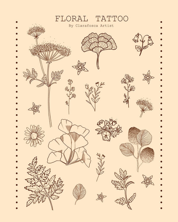 Floral Tattoo beige Print