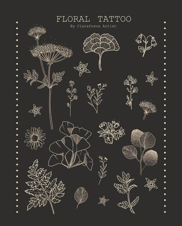 Floral Tattoo black Print
