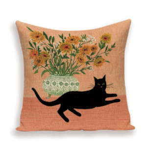 Black cat cushion