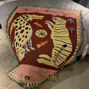Pink leopard tapestry
