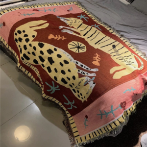 Pink leopard tapestry