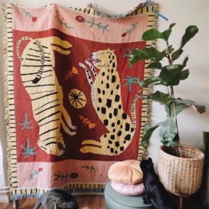 Pink leopard tapestry