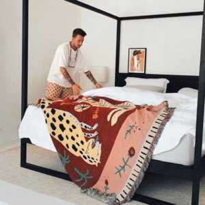 Pink leopard tapestry