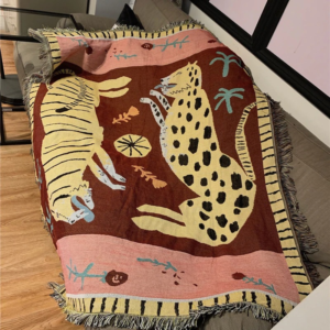Pink leopard tapestry