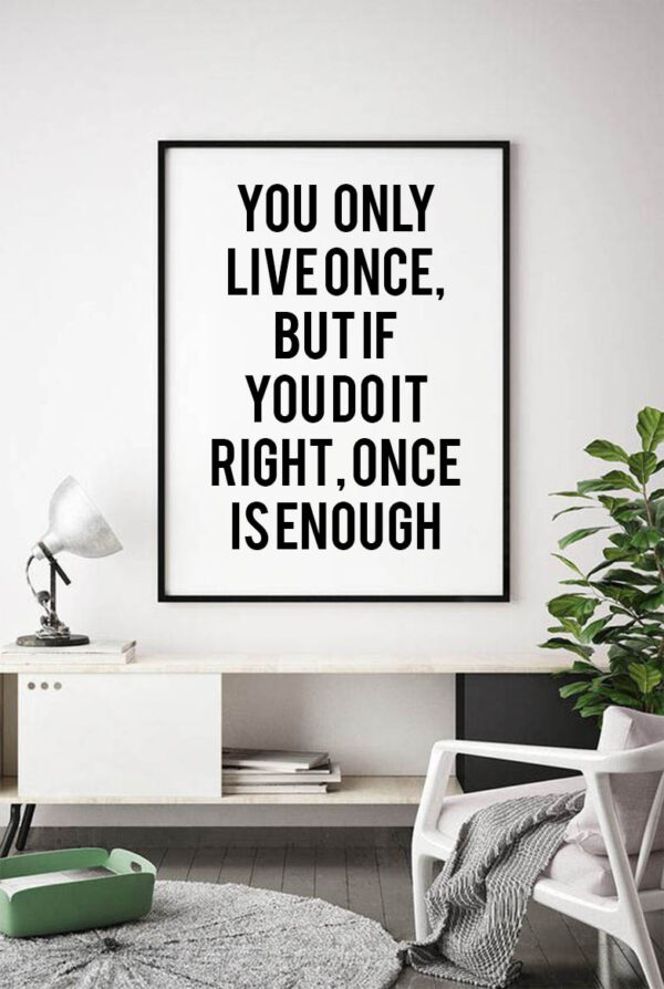 you only live once, but if you do it right, once is enough