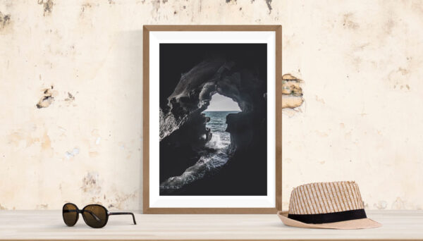 Ocean cave photography on canvas