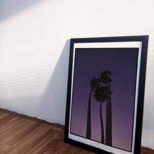 Palm trees purple sunset photography canvas