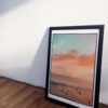 Pink sunset beach surf photography on canvas