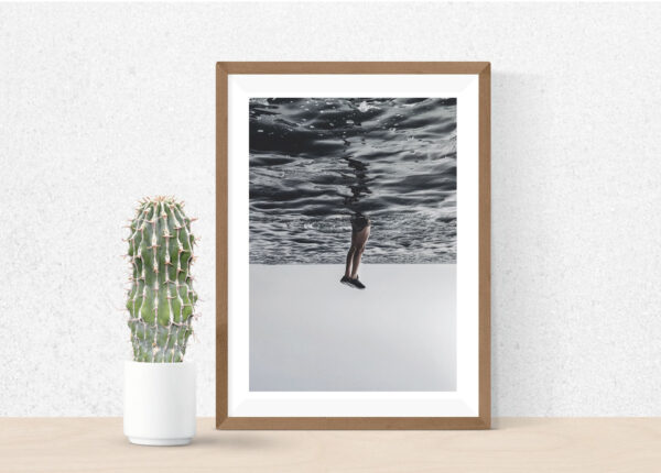 Upside down ocean photography on canvas