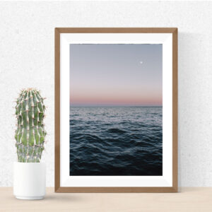Ocean sunset with moon A4
