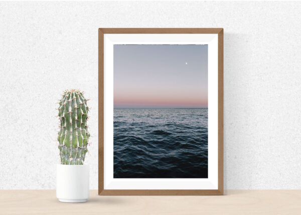 Ocean sunset with moon A4