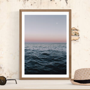 Ocean sunset with moon A4